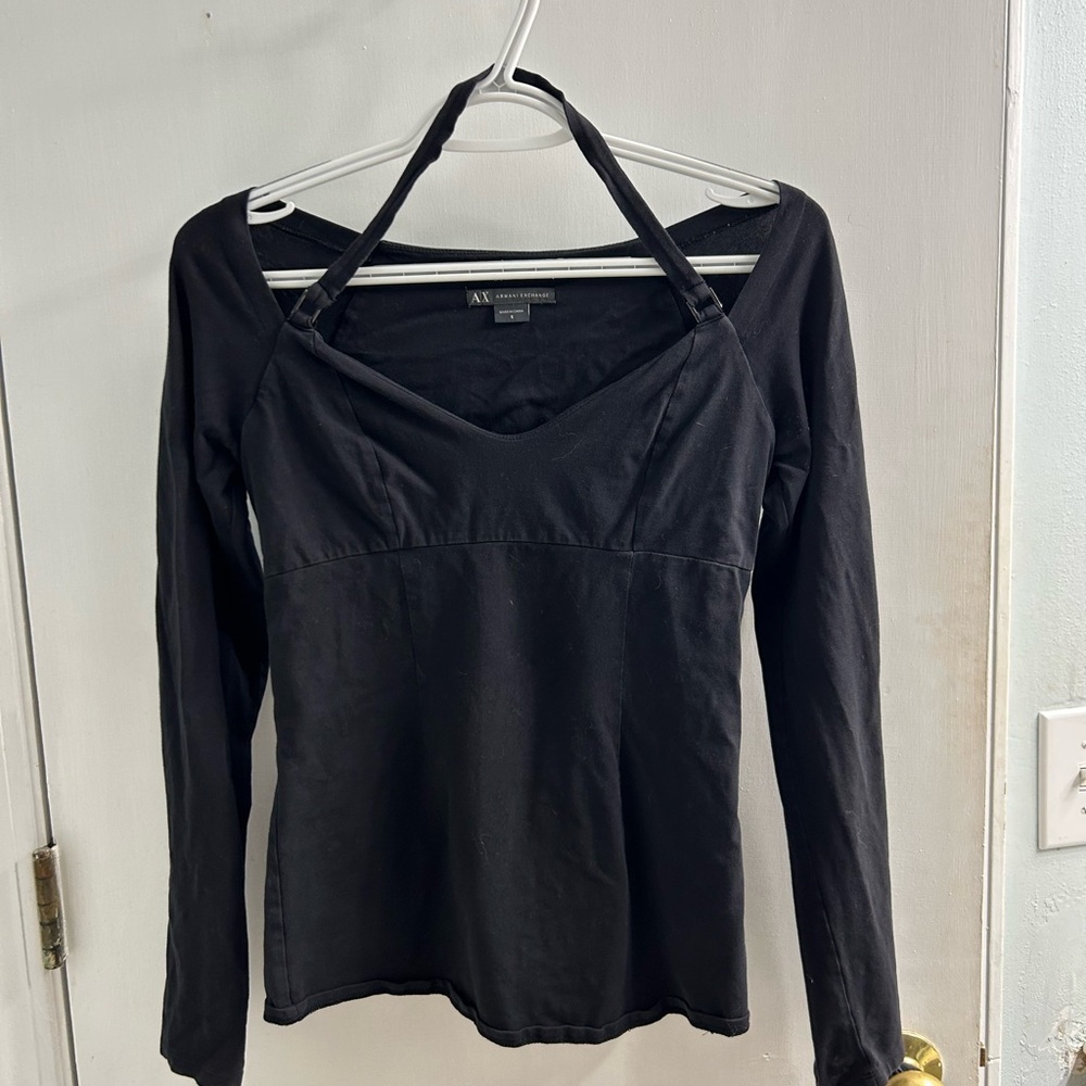 Black Long Sleeve Top by Armani Exchange